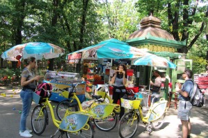 Cycling in Herastrau Bucharest cyclists