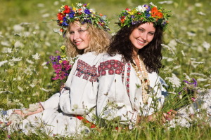 Traditional costumes Romania young women