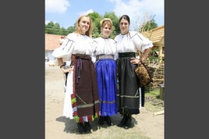 Traditional medieval costumes Romania young girls